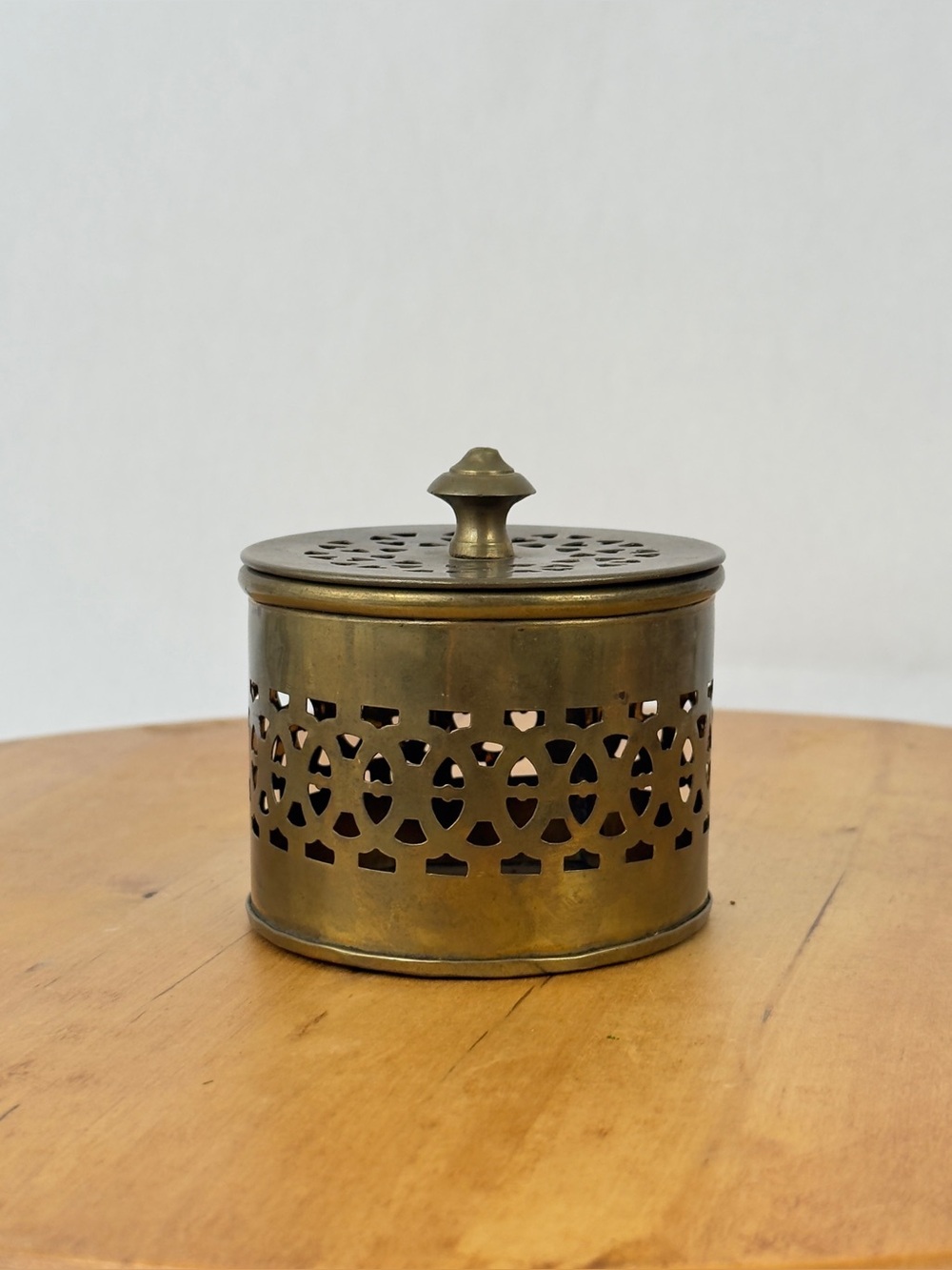 Vintage MCM Brass Small Cricket Box Trinket Box Incense Container Made in India